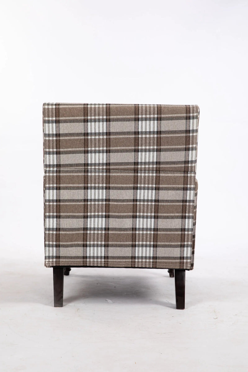 Upholstered Accent Chair with Brown Linen Fabric and Nailhead Trim by HouseOfZazla