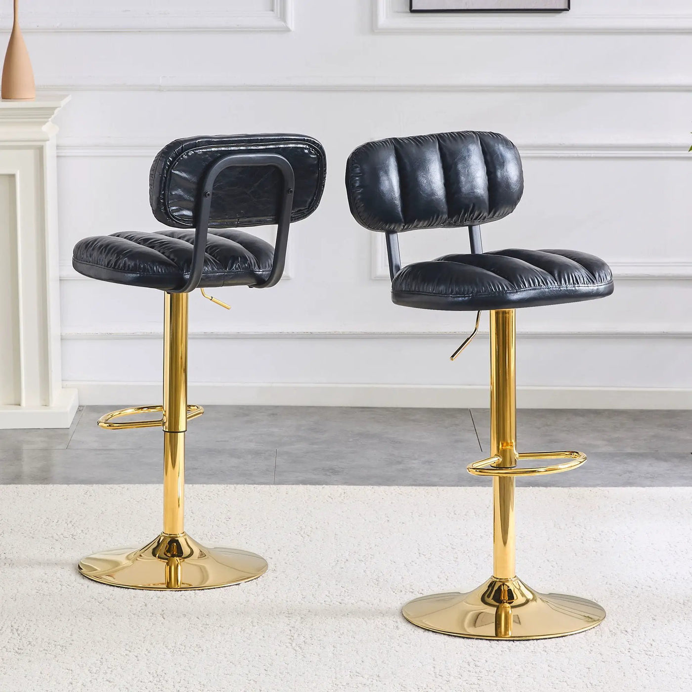 Adjustable Height Bar Stools & Footrest For Kitchen Island (Set of 2) by Unique Piece Furniture