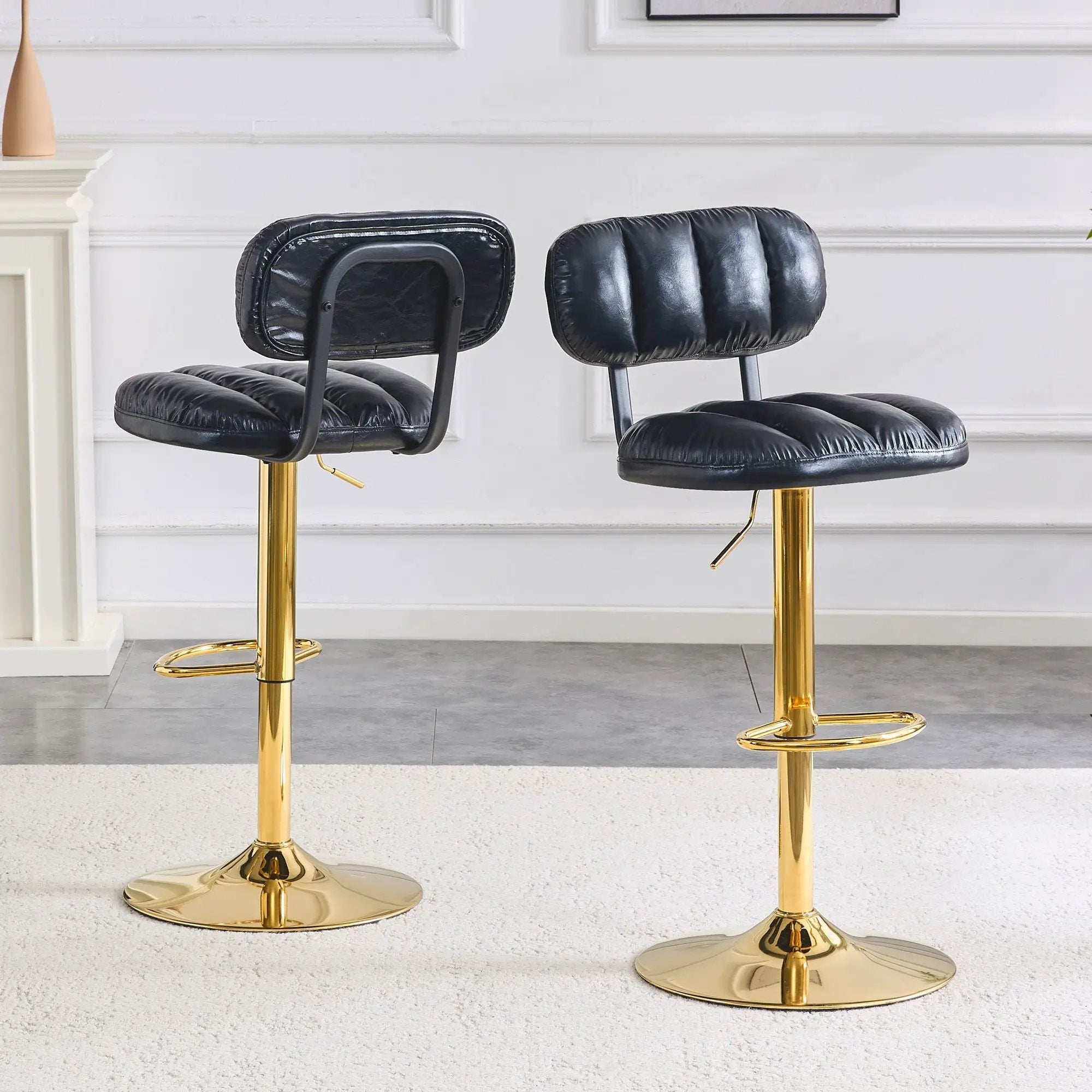 Adjustable Height Bar Stools & Footrest For Kitchen Island (Set of 2) by Unique Piece Furniture