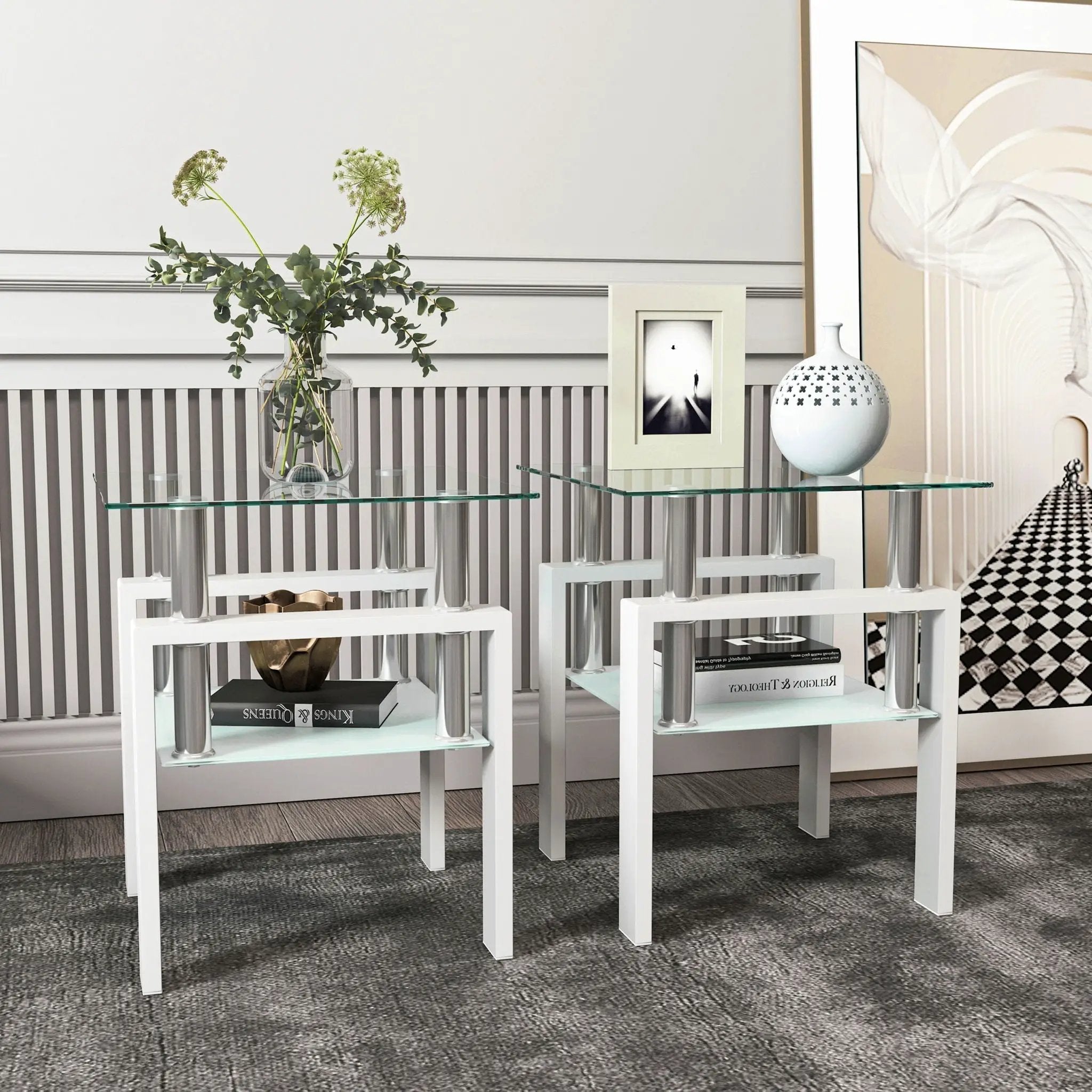 Modern Tempered Glass Tea Table, End Square Table For Living Room by HouseOfZazla