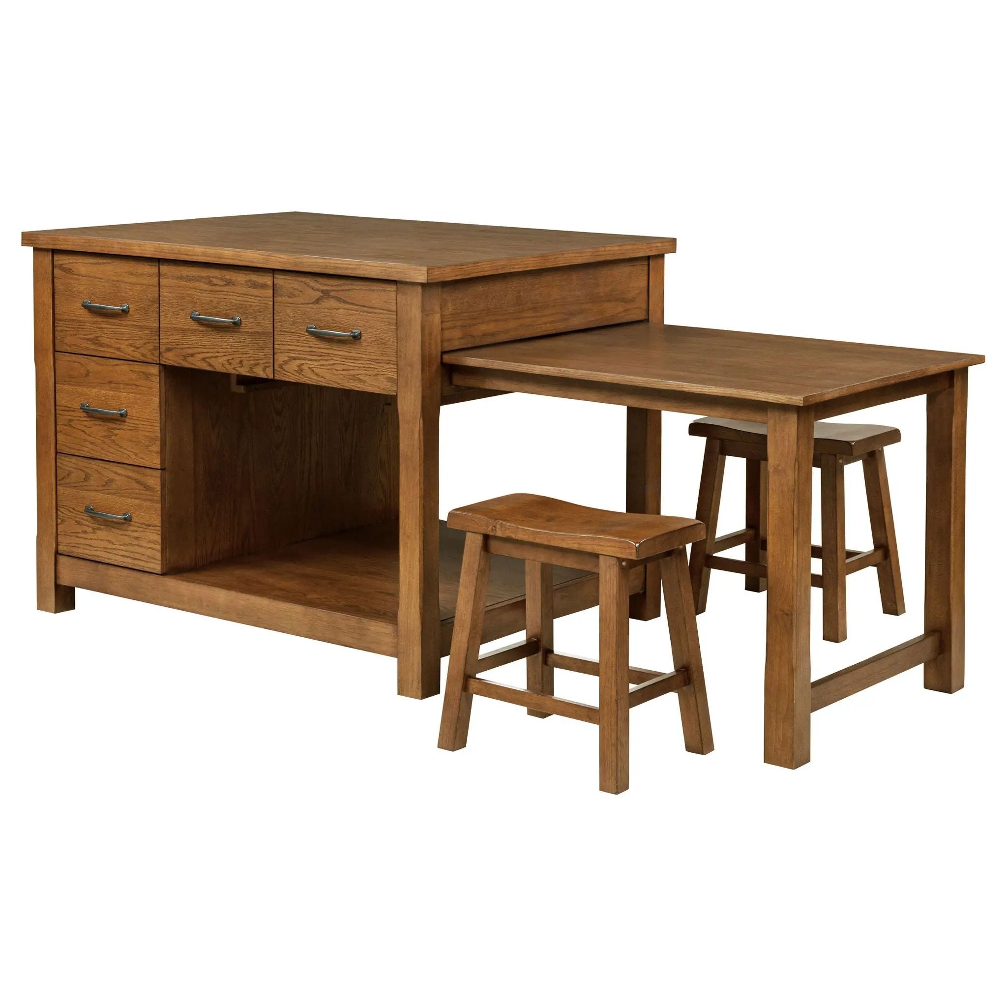 Mayfair 3-piece Kitchen Island with Extension Table Dark Oak by Unique Piece Furniture