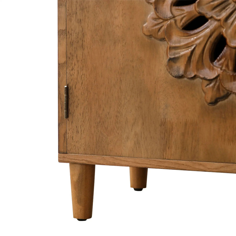 Rustic Hand-Carved Wooden 2-Door Cabinet by HouseOfZazla