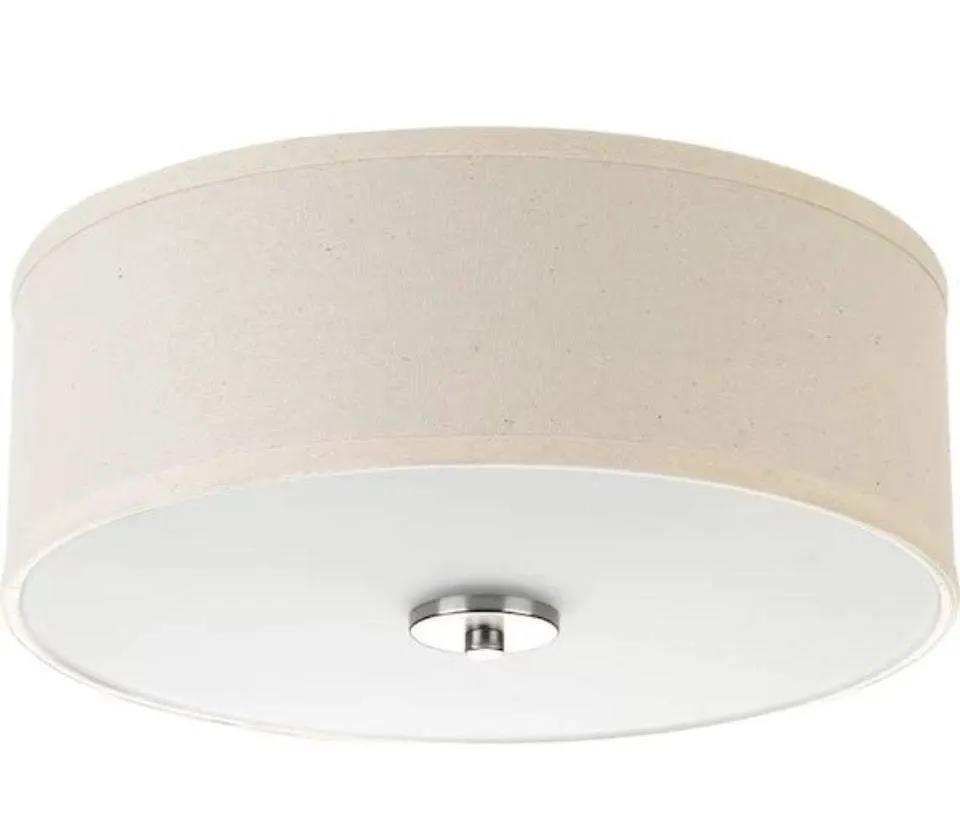Open Box Progress Lighting Inspire Collection 13 in. 2- Light Brushed Nickel Transitional Kitchen Ceiling Light Drum Flush Mount by Selzalot
