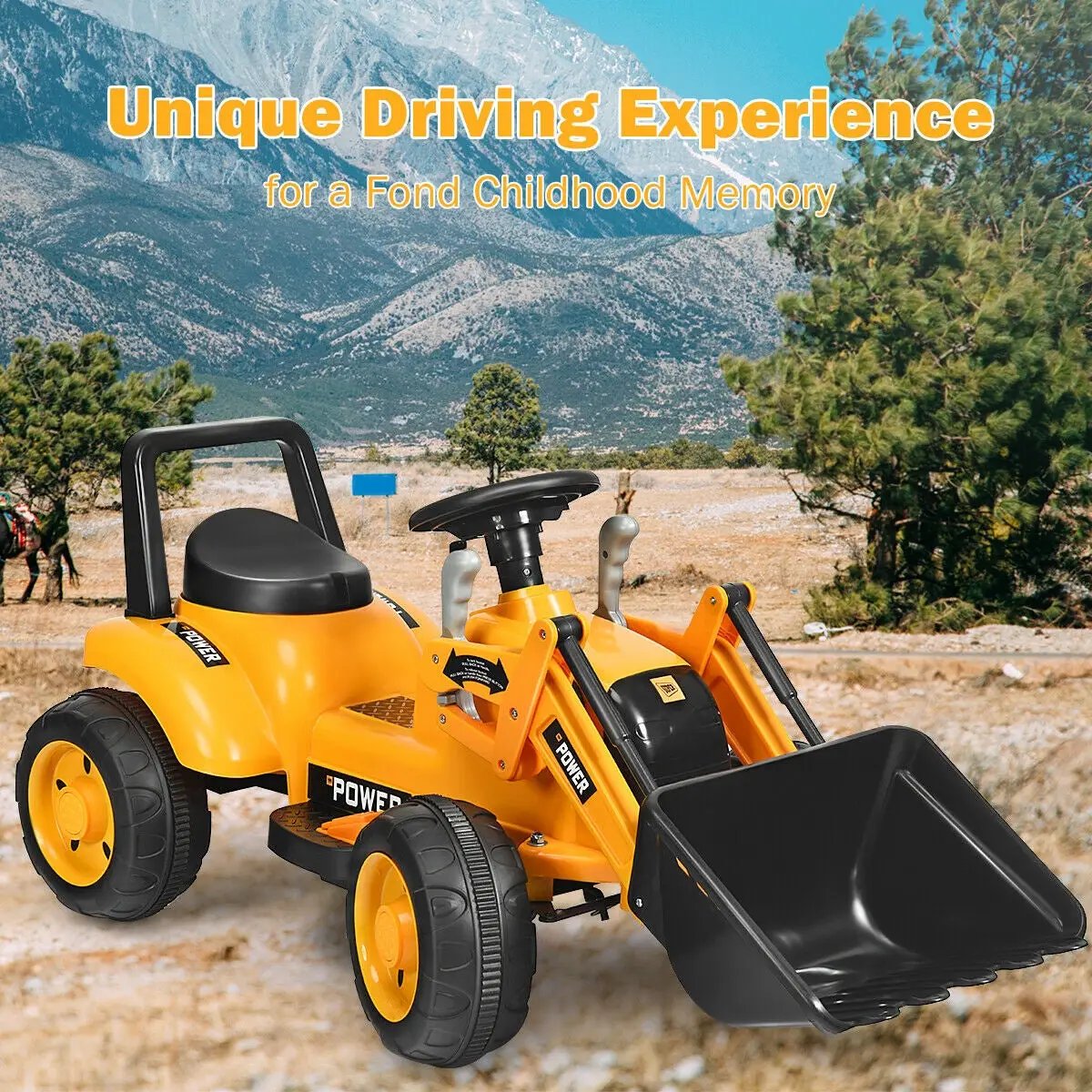 Kids Ride On Excavator Digger 6V Battery Powered Tractor-Yellow by DirectDeals