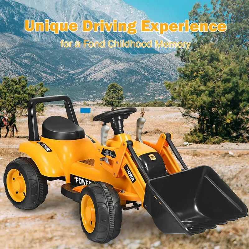 Kids Ride On Excavator Digger 6V Battery Powered Tractor-Yellow by DirectDeals
