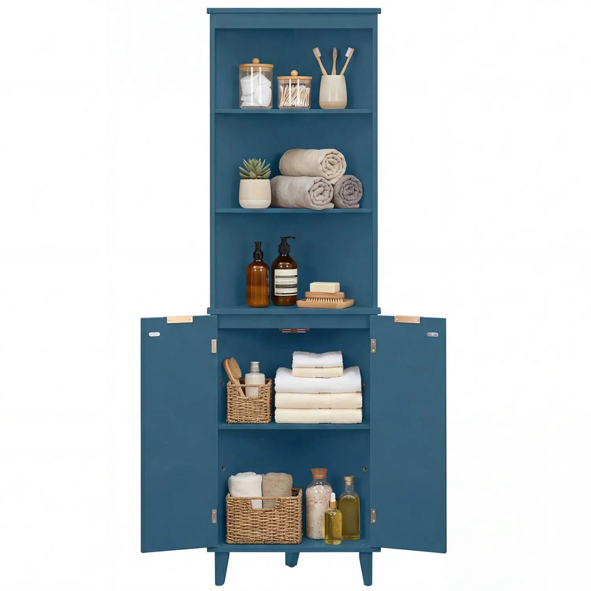 68 Inch Tall Bathroom Floor Storage Cabinet with Fluted Doors, photo 2 of 16
