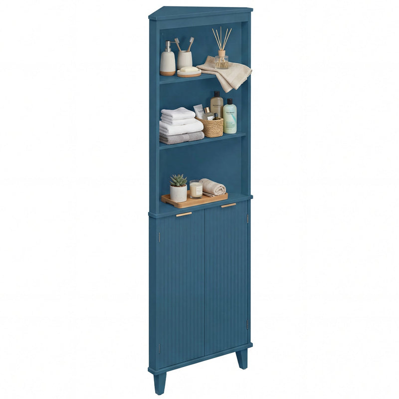 68 Inch Tall Bathroom Floor Storage Cabinet with Fluted Doors by DirectDeals