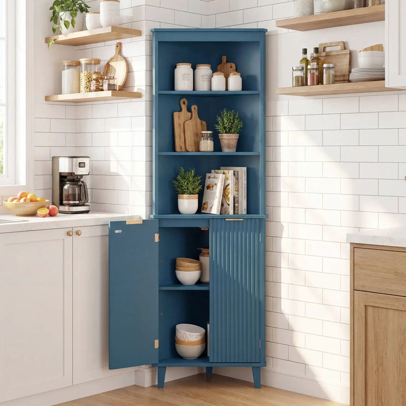 68 Inch Tall Bathroom Floor Storage Cabinet with Fluted Doors by DirectDeals