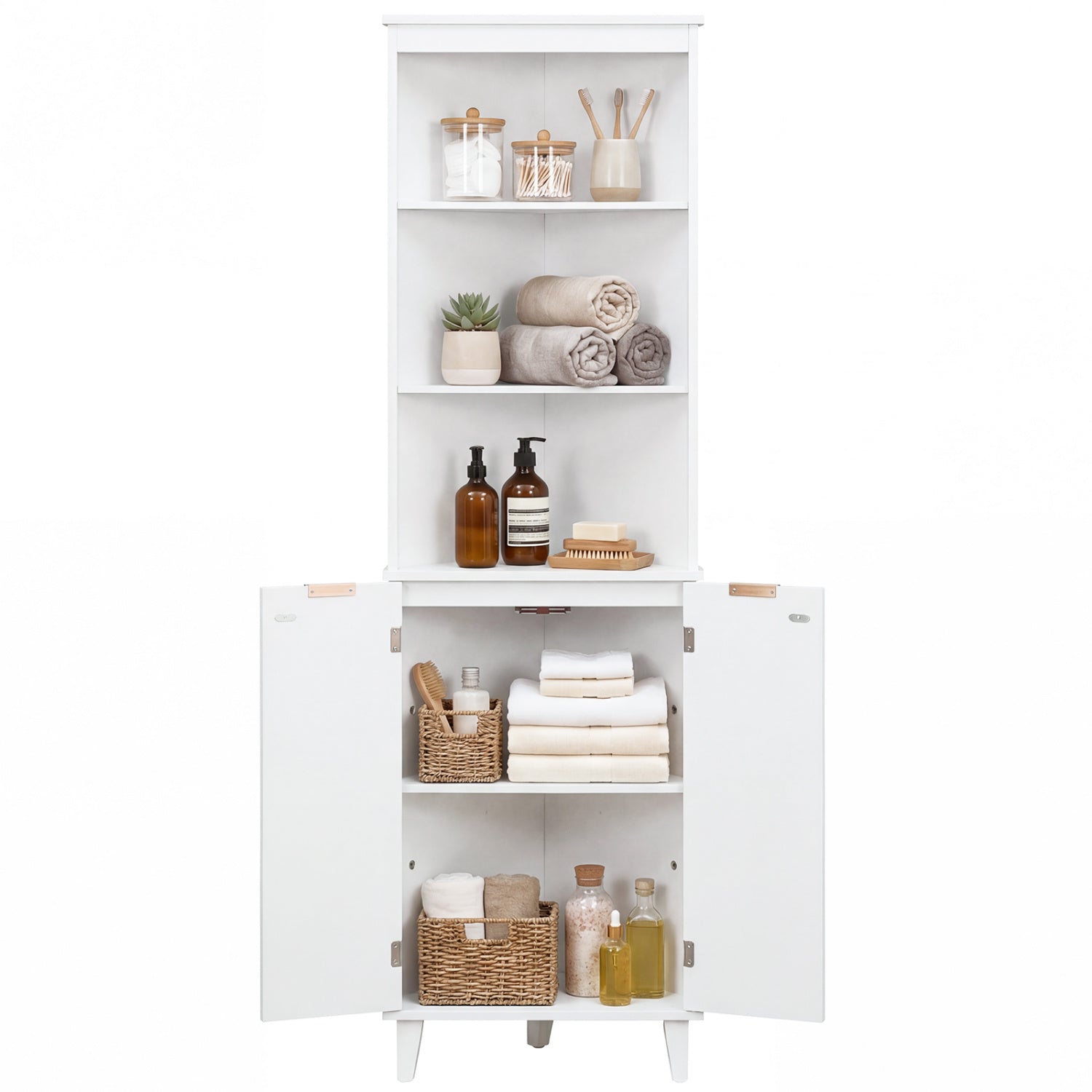 68 Inch Tall Bathroom Floor Storage Cabinet with Fluted Doors by DirectDeals