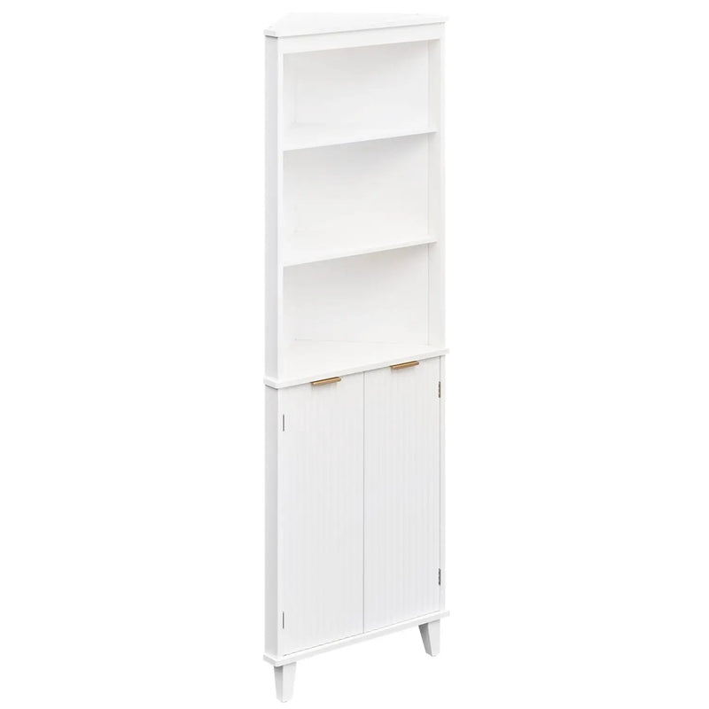 68 Inch Tall Bathroom Floor Storage Cabinet with Fluted Doors by DirectDeals