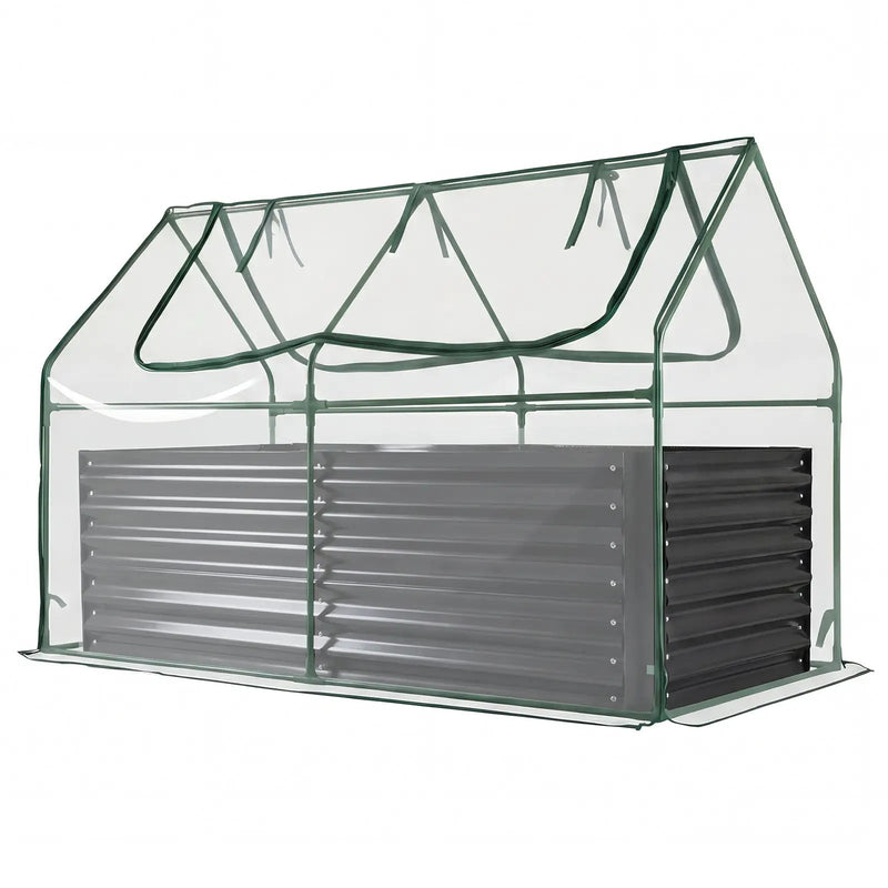 68 x 33 x 21 Inch Galvanized Raised Garden Bed with Cover by DirectDeals