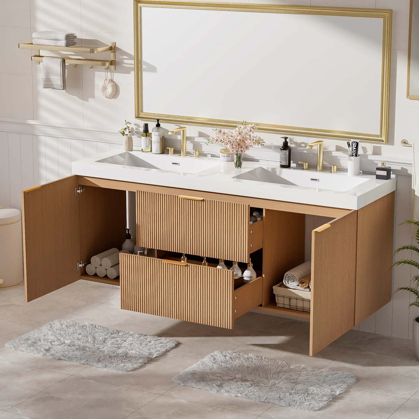 Modern Wall Mounted Bathroom Vanity, Soft Close Doors by Unique Piece Furniture