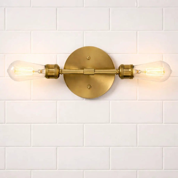 Reverie - Double Lights Bathroom Wall Sconce Over Mirror - Clear / Gold