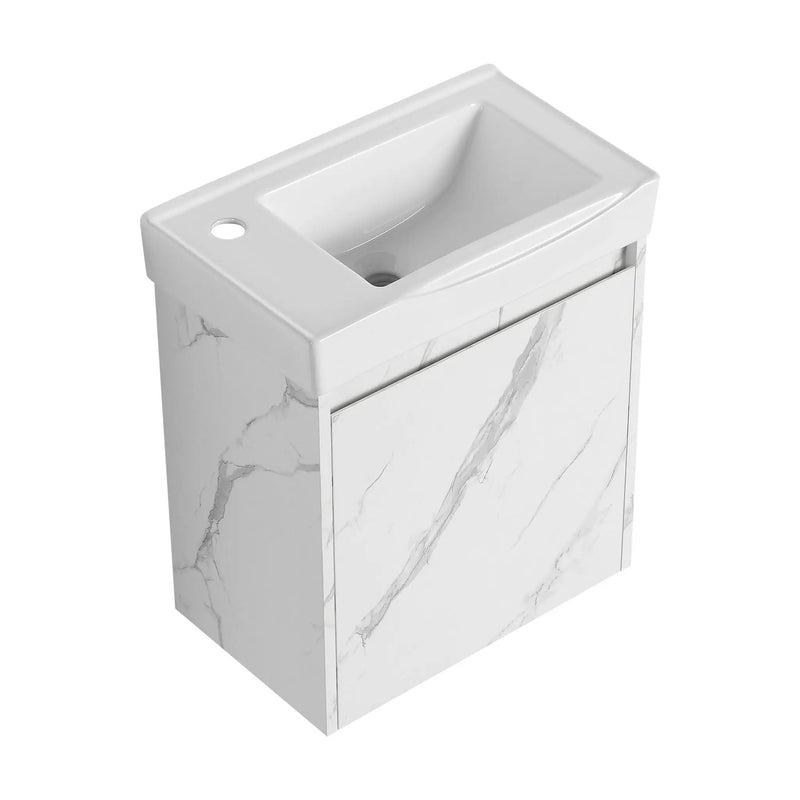 Modern Bathroom Vanity With Ceramic Basin, Wall Mounted Floating Sink Combo, Storage Cabinet by HouseOfZazla