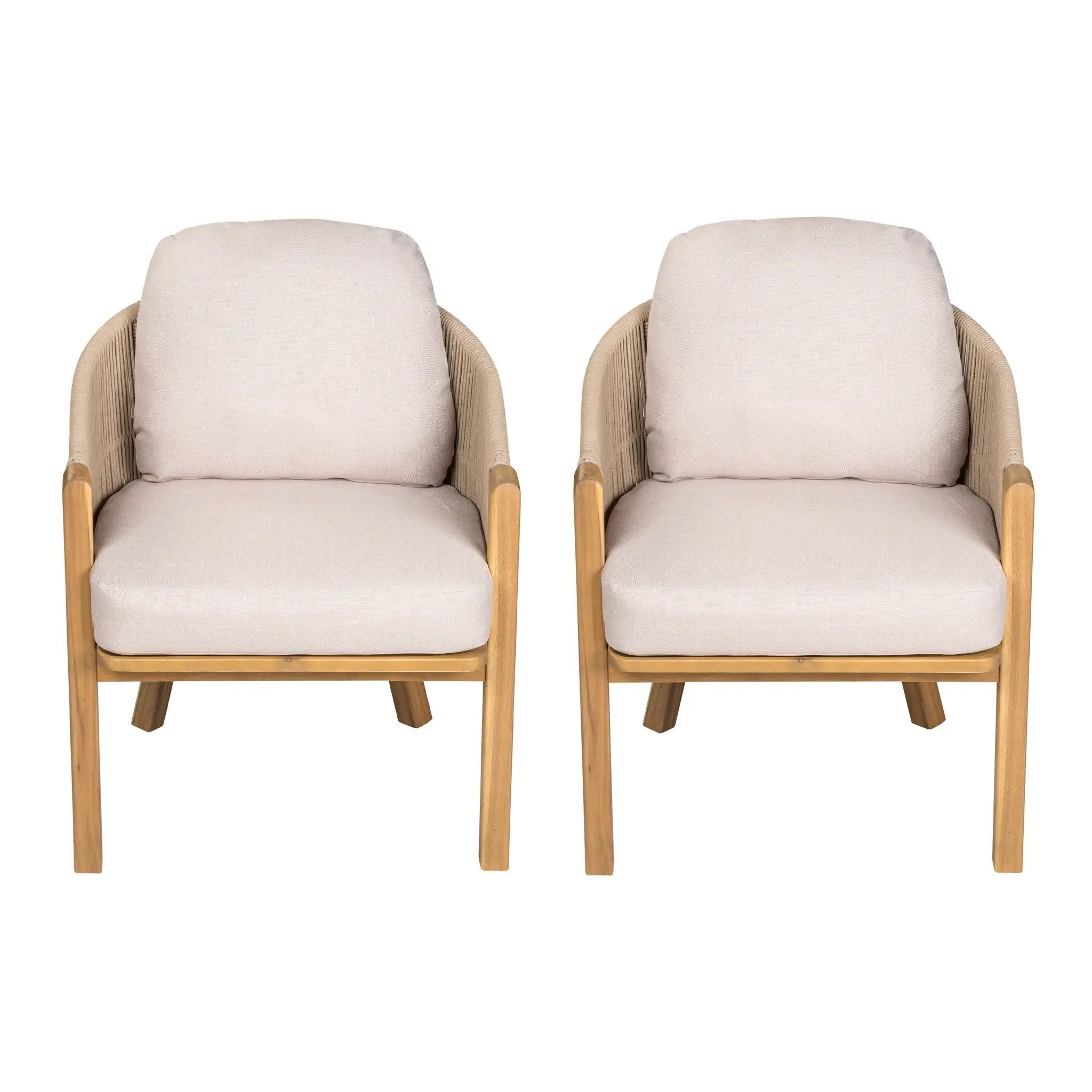 Grotta Outdoor Dining Arm Chair (Set of 2) - Teak / Beige by HouseOfZazla