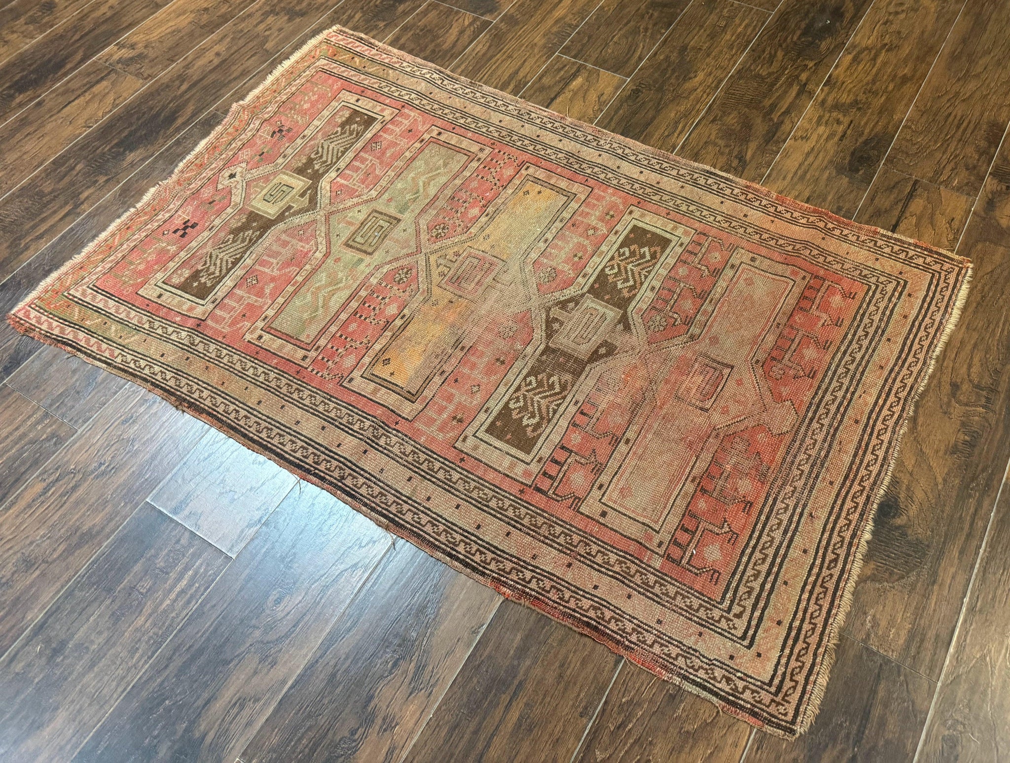Antique Turkish Melas Rug 3x5, Geometric Carpet, 1920s Wool Rug, Bohemian Rug, Low Pile Rug, Tribal Rug by Jewel Rugs