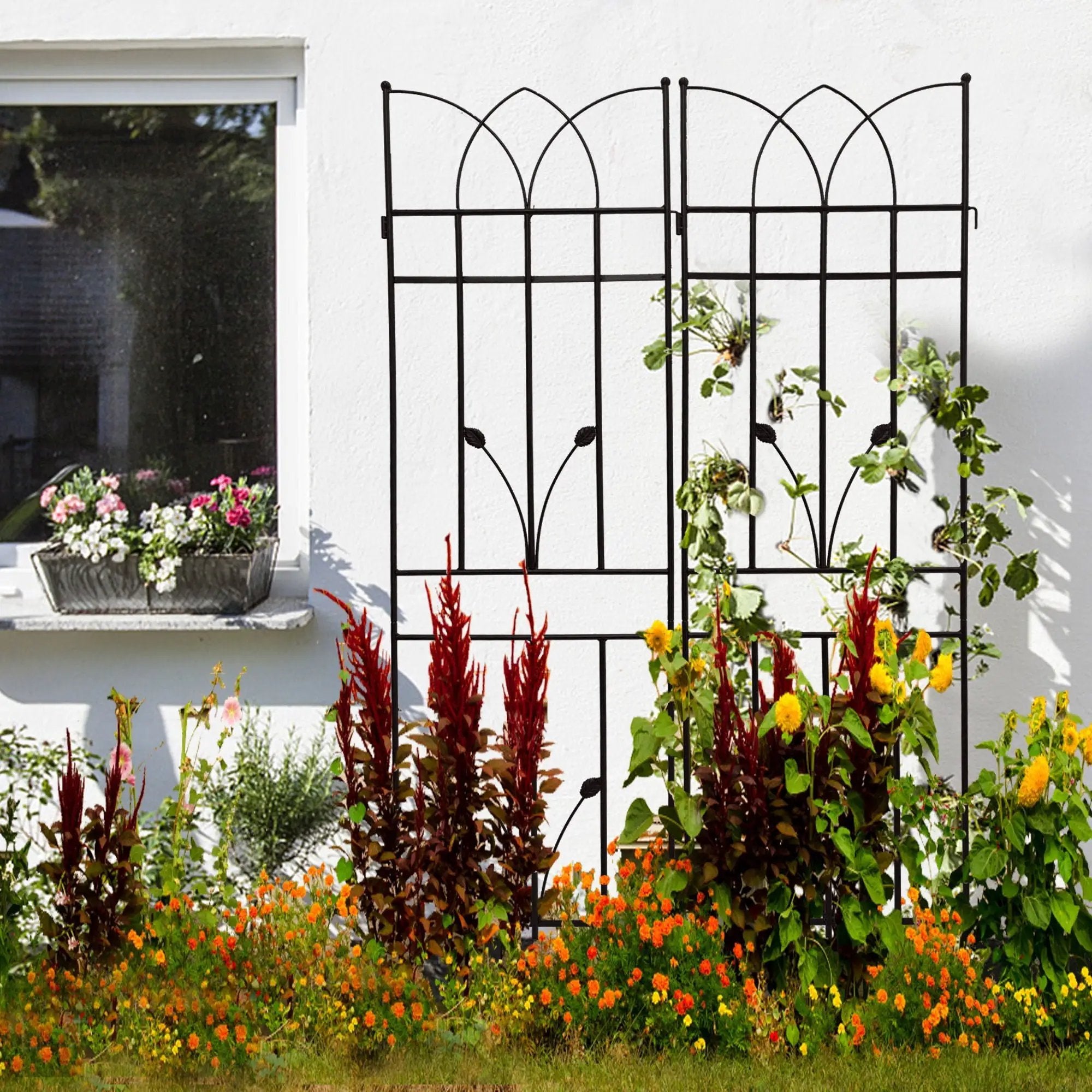 Metal Garden Trellis Rustproof For Climbing Plants Outdoor Flower Support by HouseOfZazla