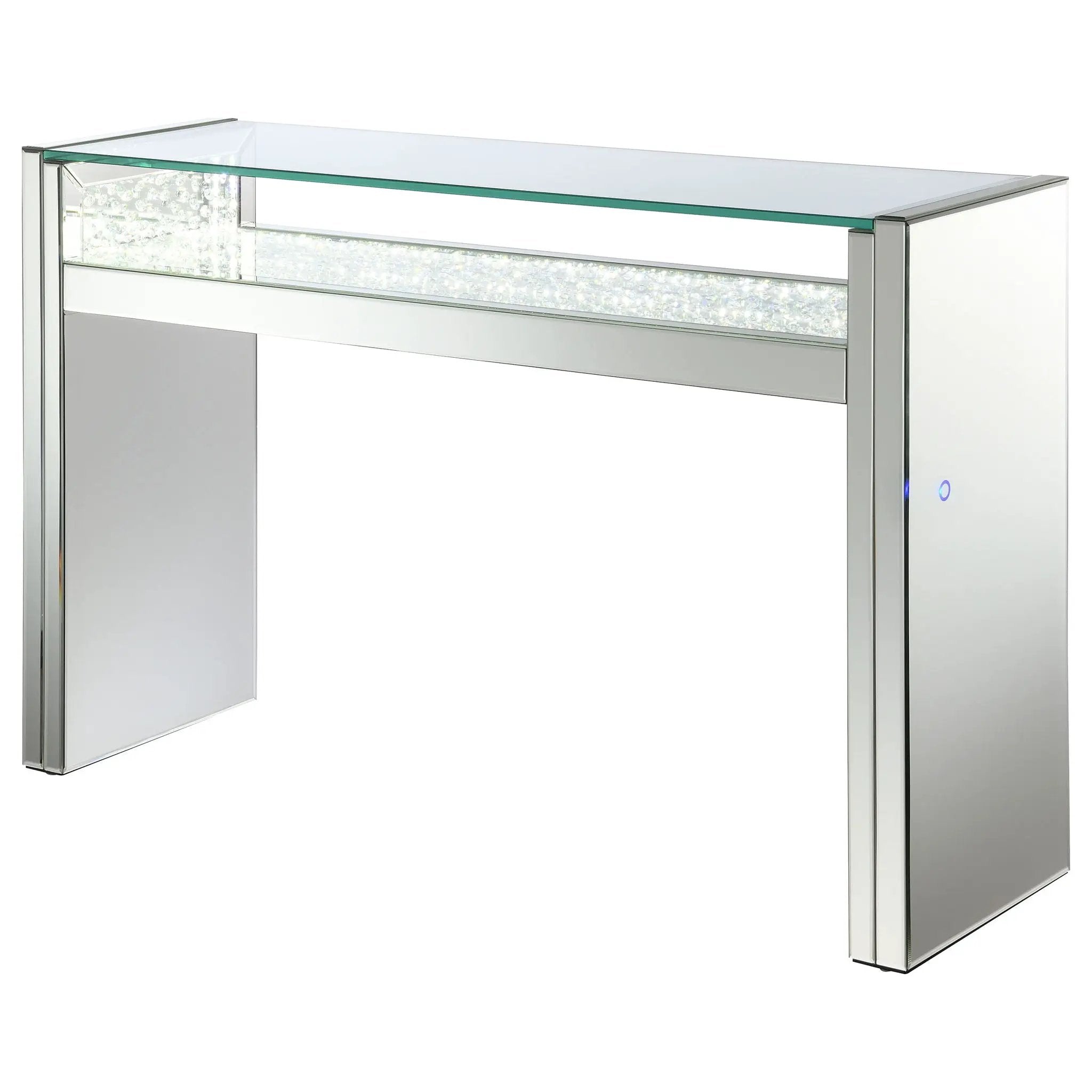 Edna Mirrored Console Table LED Lighting Silver by Unique Piece Furniture