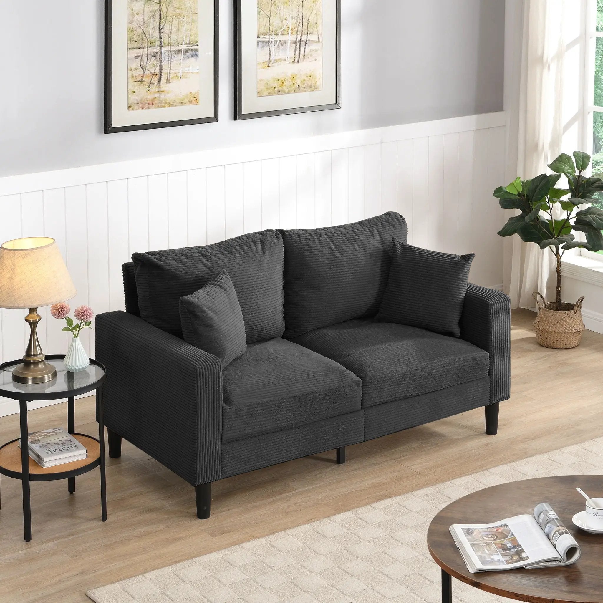 Modern Upholstered Loveseat Sofa, High Resilience by HouseOfZazla
