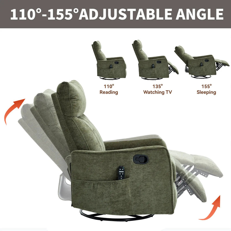 Green Heat Massage Manual Recliner Chair by HouseOfZazla