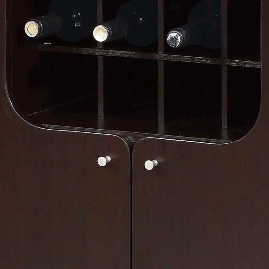 Wine Cabinet With Two Doors Removeable Wine Bottle Rack Metal Wine Glass Racks Four Shelves - Red Cocoa by HouseOfZazla