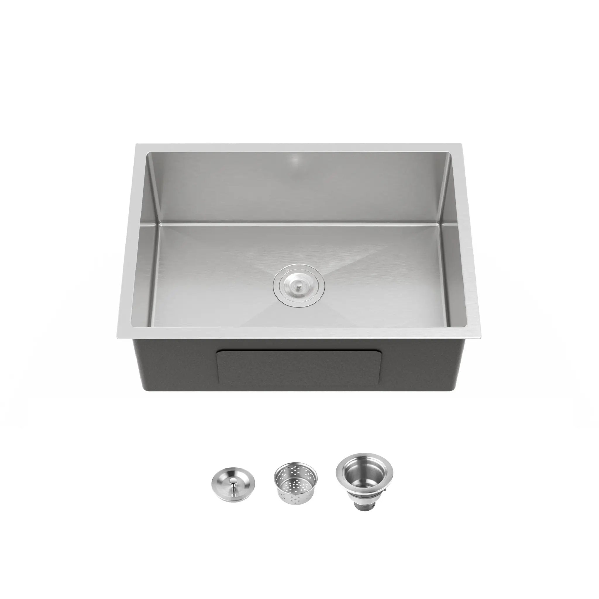 Stainless Steel Kitchen Sink, 27″x19″ Single Bowl, Undermount Handmade Sink in Brushed Nickel by HouseOfZazla