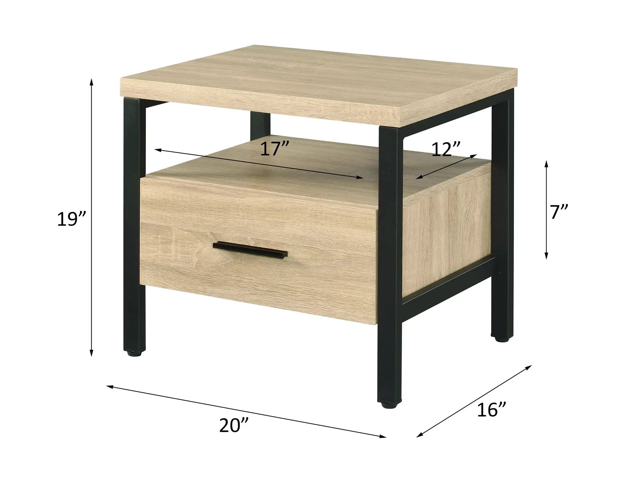 Oak Finish Nightstand with 1 Drawer and 1 Shelf by HouseOfZazla