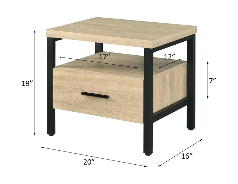 Oak Finish Nightstand with 1 Drawer and 1 Shelf by HouseOfZazla