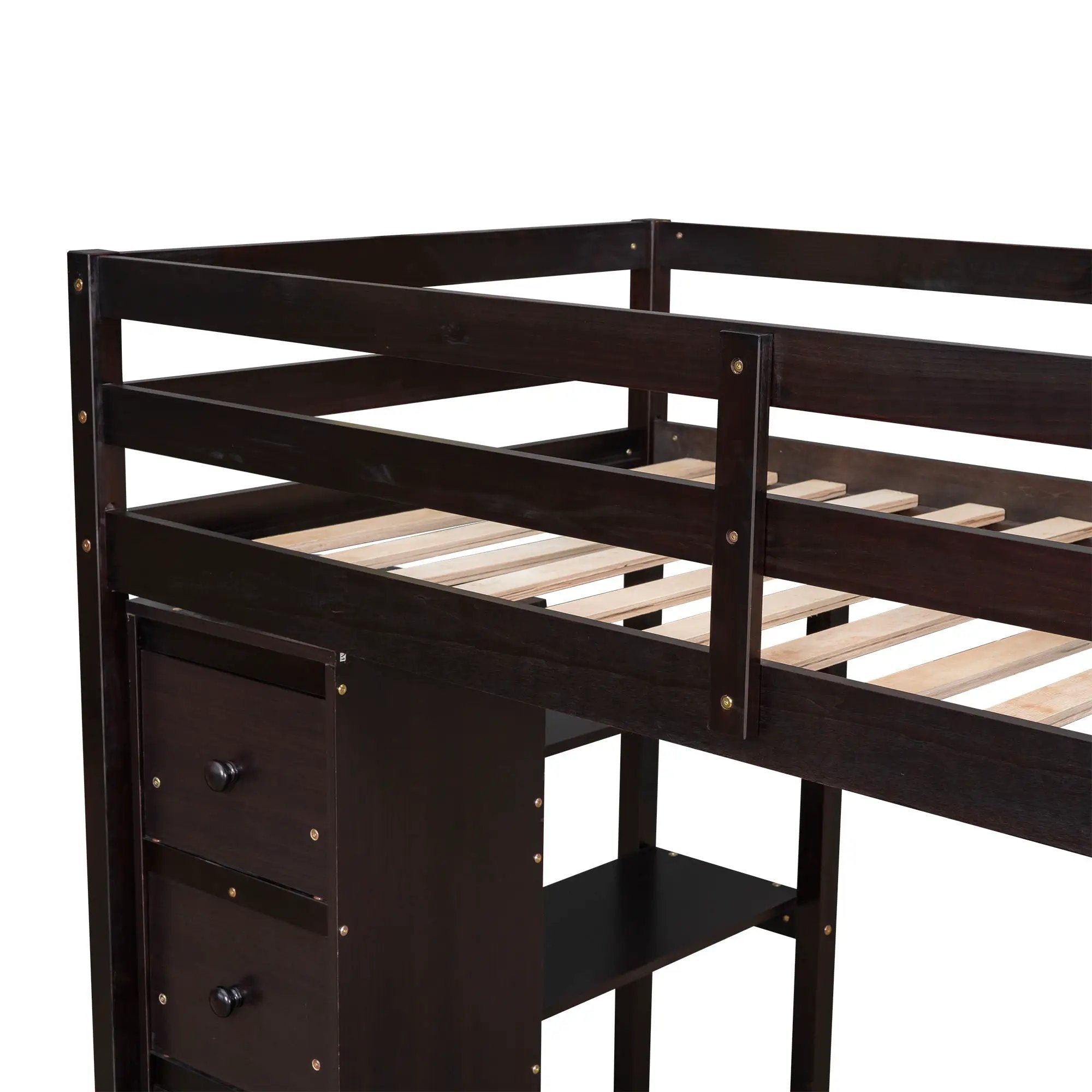 Loft Bed With Storage Drawers, Desk And Stairs With Shelves by HouseOfZazla