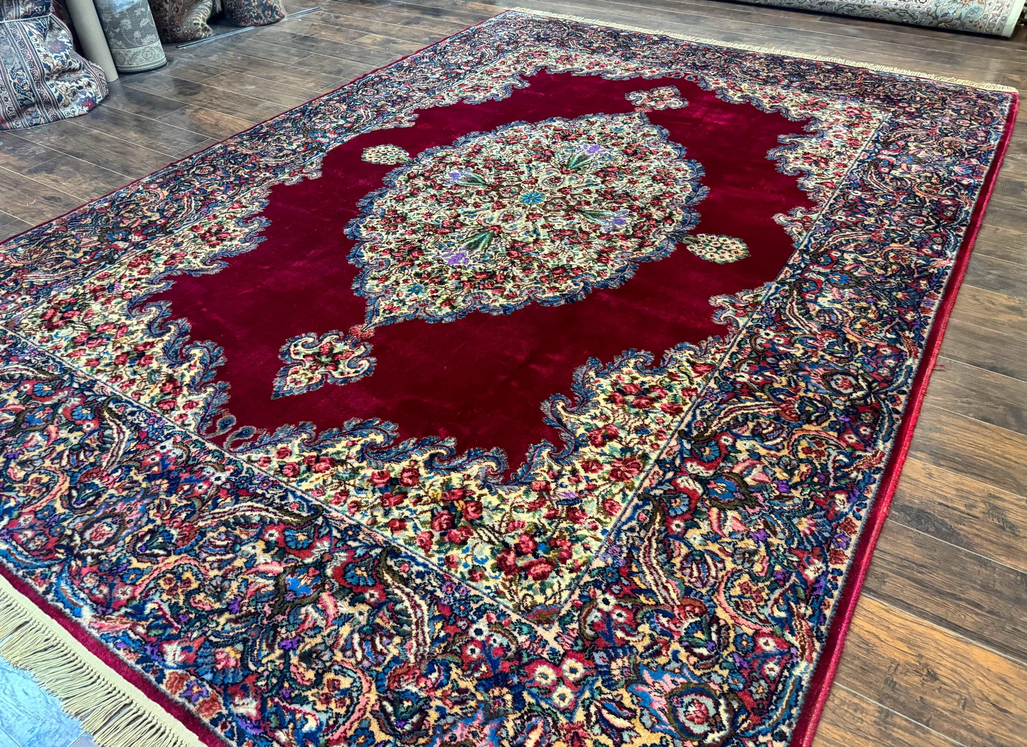Karastan Rug 8.8 x 12 - Red Floral Kirman - Wool Pile Carpet by Jewel Rugs