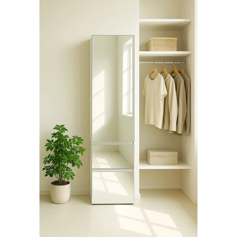 Elise - Slim Modular Closet Cabinet With Mirror - White by HouseOfZazla
