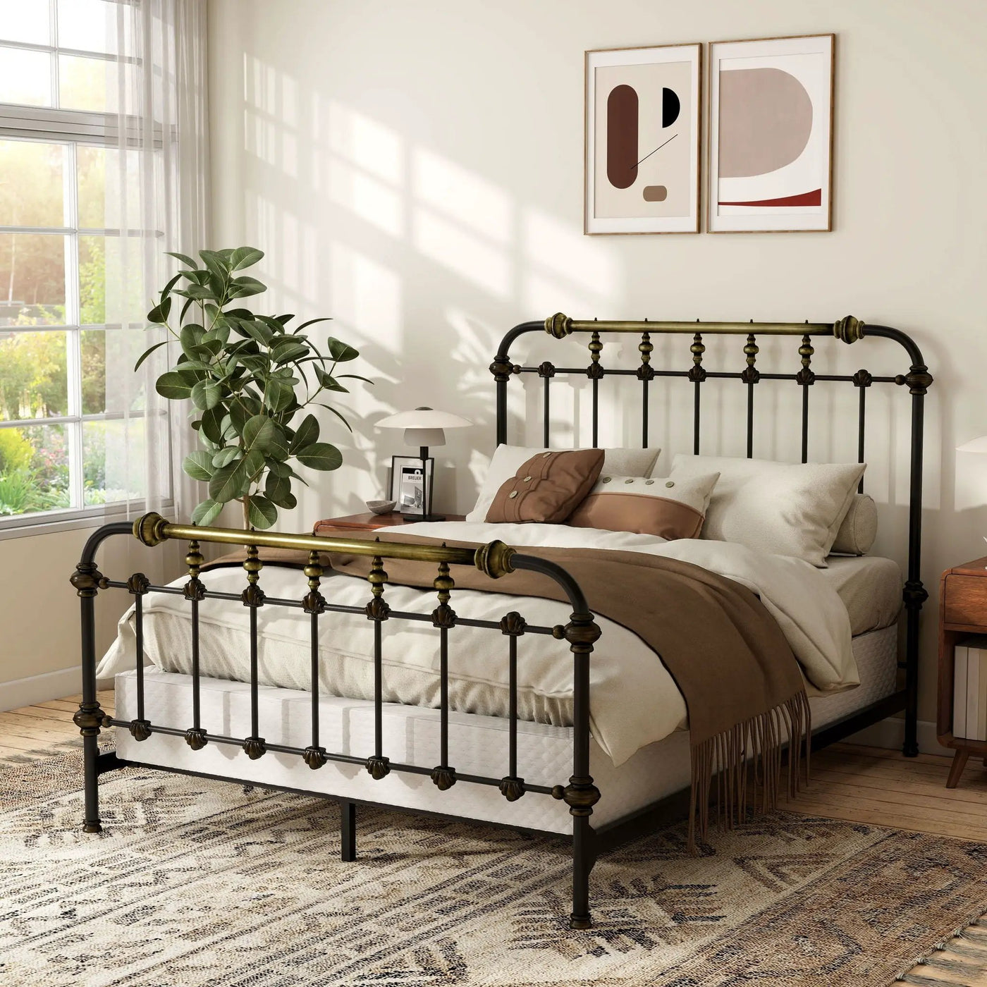 Transitional Style Bed With Accents by Unique Piece Furniture