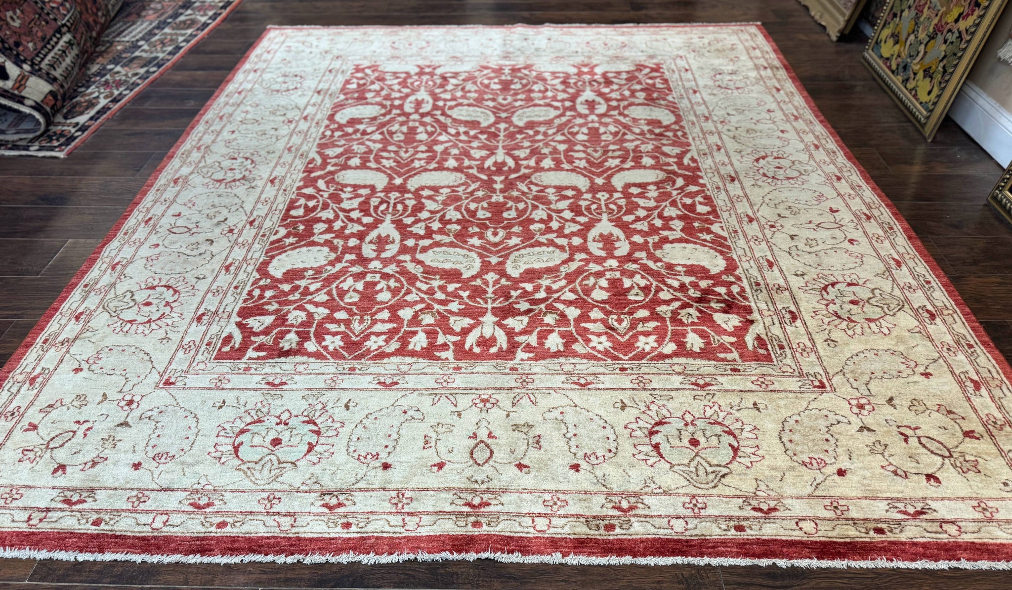 Pakistani Chobi Rug 8x10, Red, Handmade by Jewel Rugs