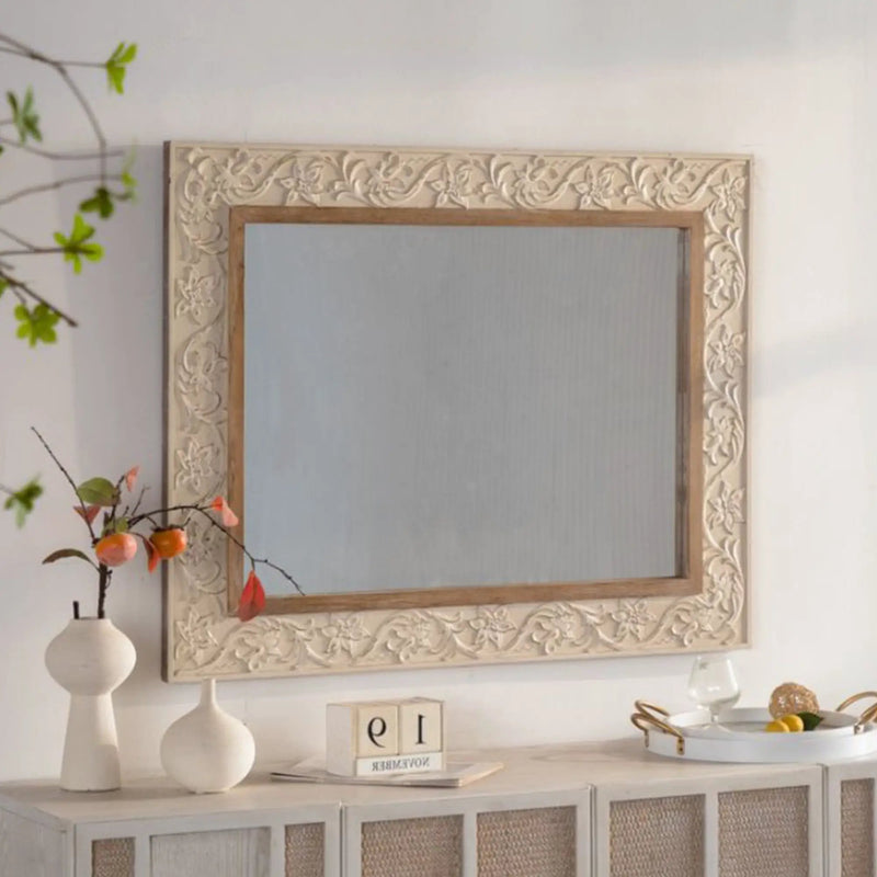 Vintage Carved Pattern Rectangular Wall Mirror by HouseOfZazla