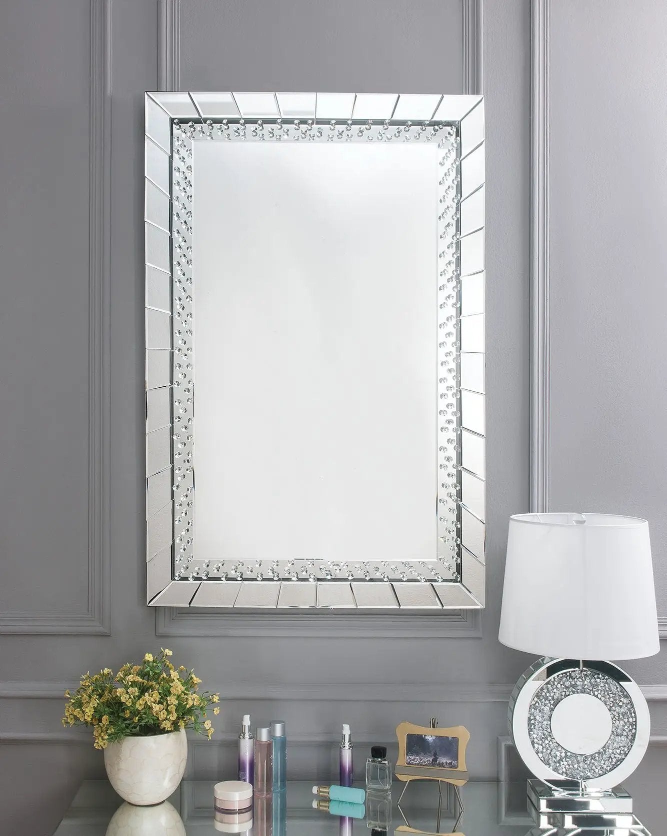Nysa - 47" Accent Mirror - Mirrored & Faux Crystals by Unique Piece Furniture
