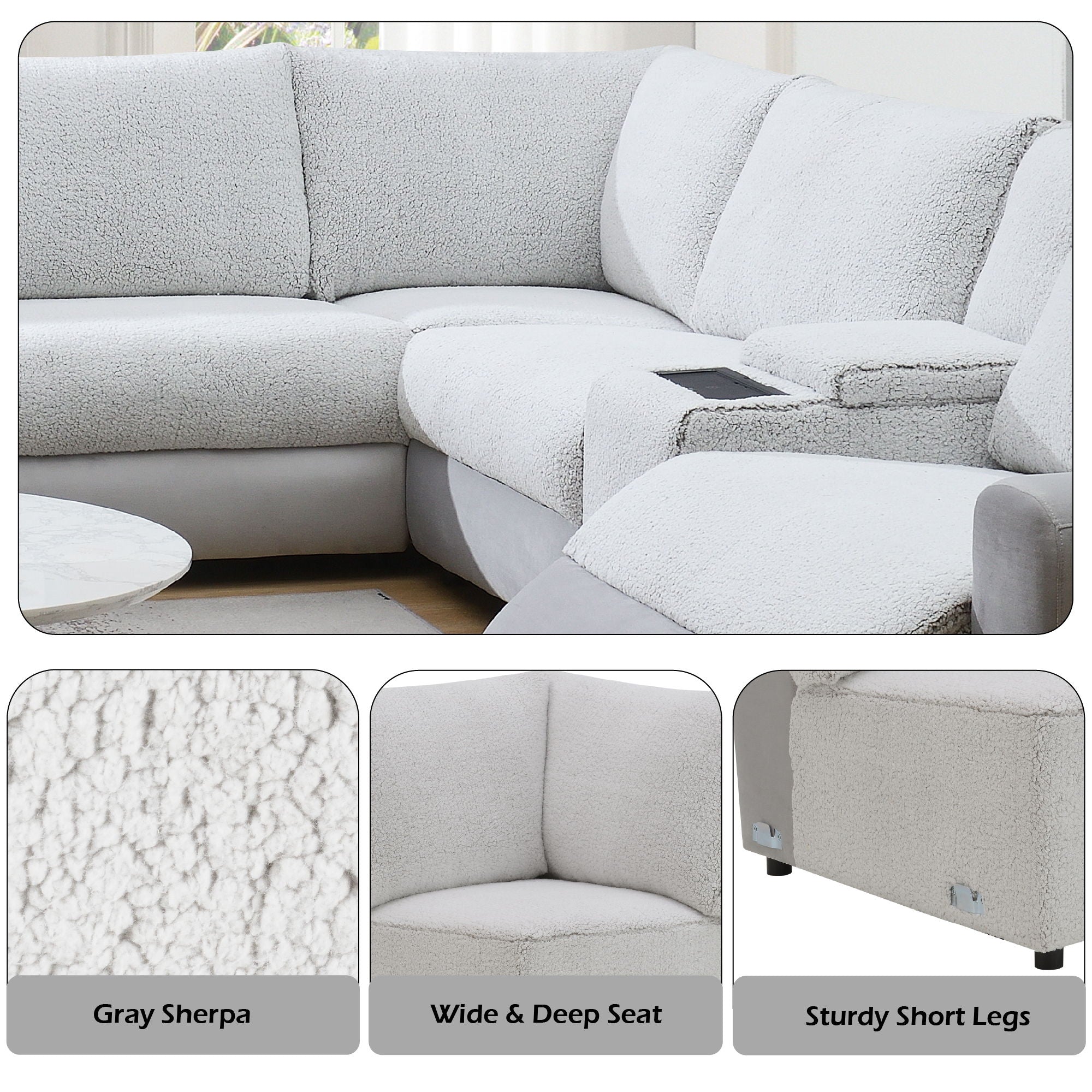 Tarrance - Modular Power Recliner Sectional - Gray by HouseOfZazla