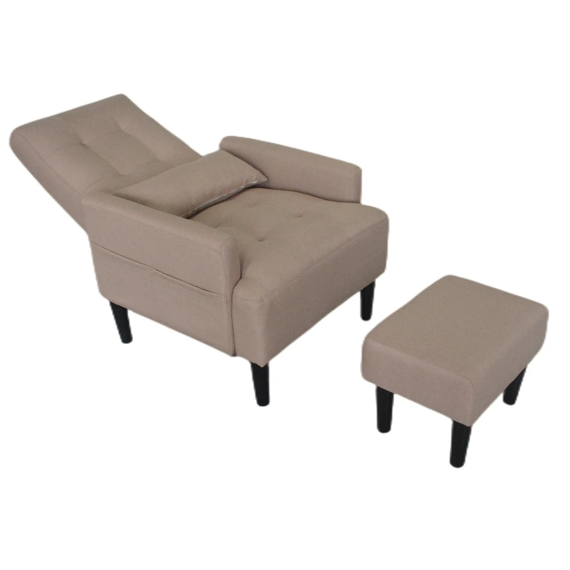 Living Room Sofa Single Chair And Ottoman, Modern Multi-Function Fabric Living Room Sofa Lounge Chair Bed And Stool. Soft Leisure Single Chair Adjustable Into 5 Angles With Sofa Bed by HouseOfZazla