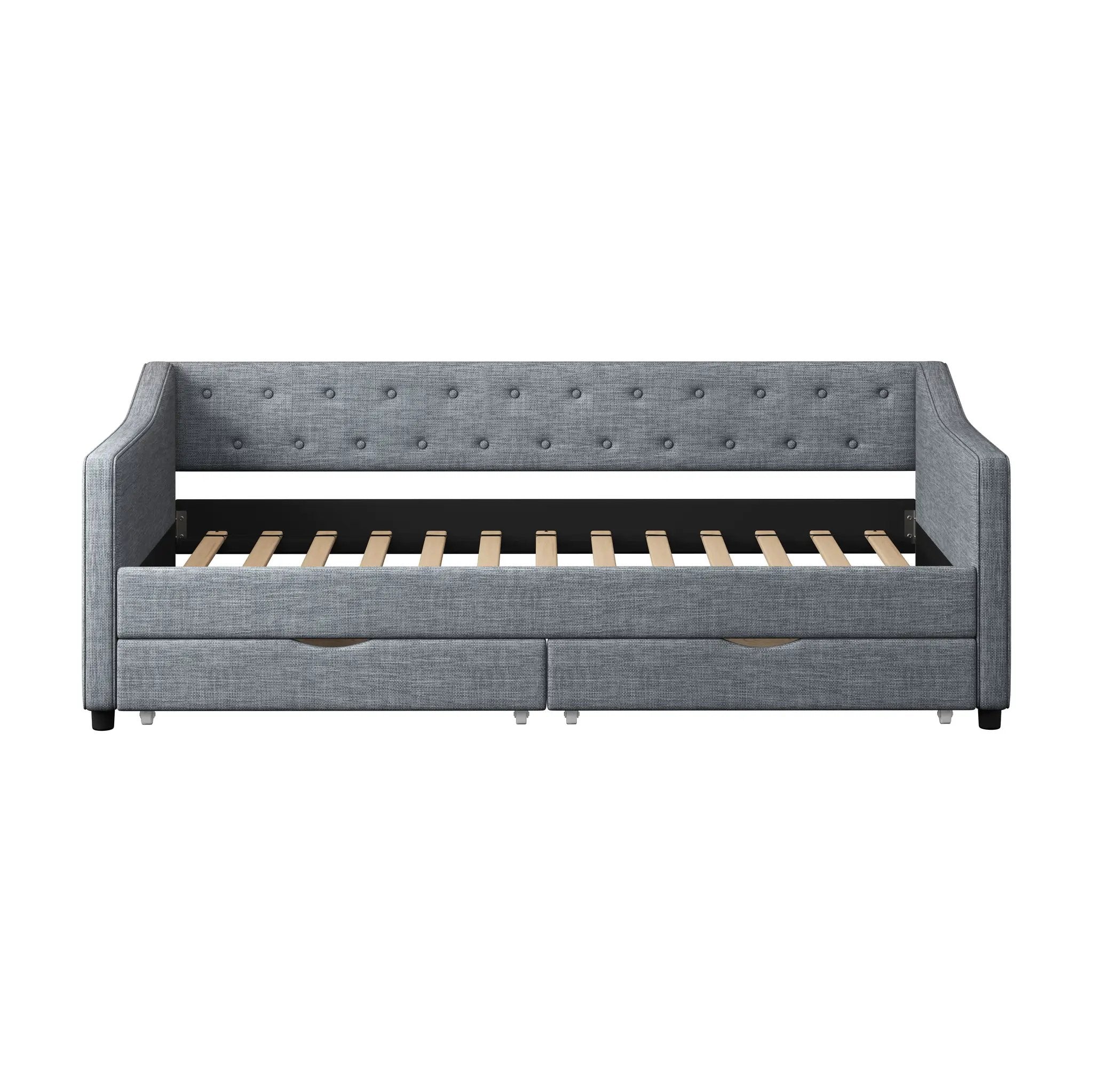 Twin Size Daybed with Drawers Upholstered Tufted Sofa Bed by HouseOfZazla