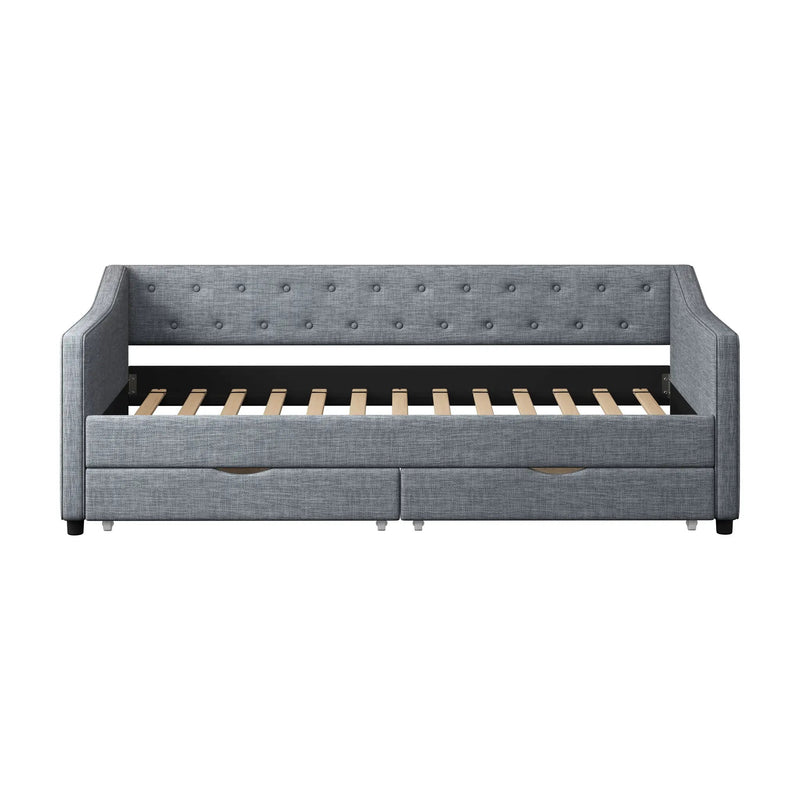 Twin Size Daybed with Drawers Upholstered Tufted Sofa Bed by HouseOfZazla