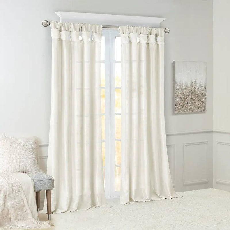 Twist Tab Lined Window Curtain Panel White 50x95 by HouseOfZazla