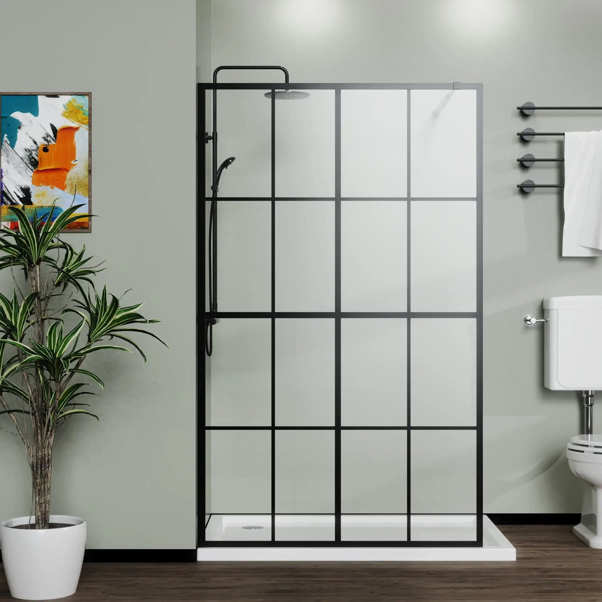 Shower Screen Walk In Wet Room - Black by HouseOfZazla