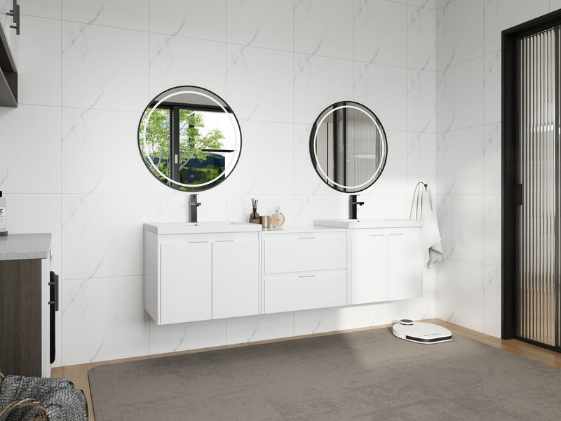 72" Bathroom Vanity With Resin Sink, Soft Close Doors, and 1-Side Cabinet by HouseOfZazla
