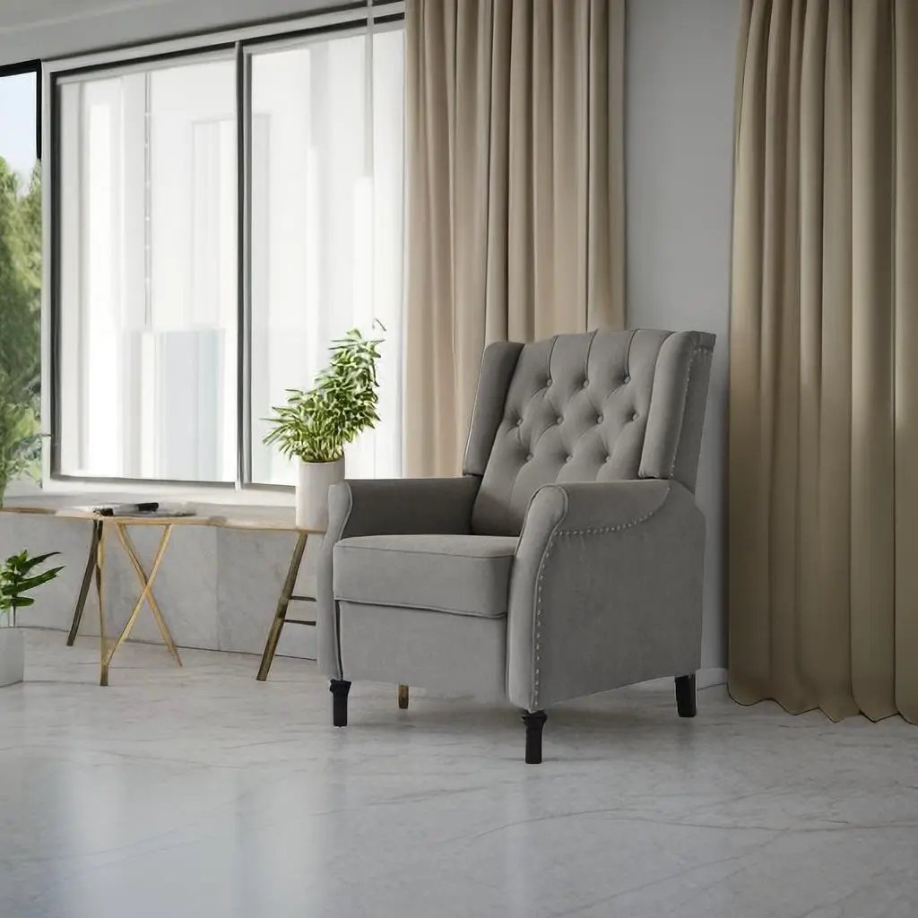 Brand New Recliner Sofa Cozy Soft Living Room Sofa Chair - Light Gray by Unique Piece Furniture