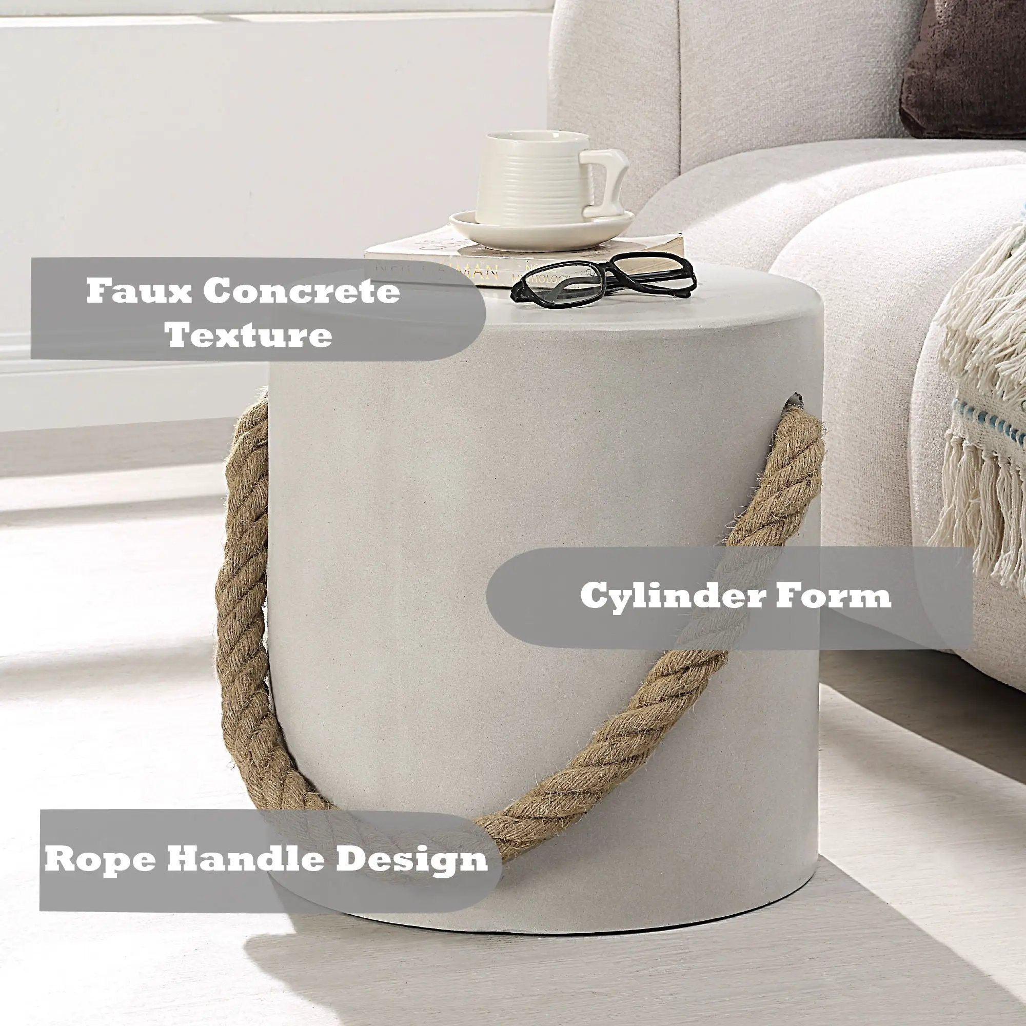 Gene - Fiber Concrete Accent Table - Gray by Unique Piece Furniture