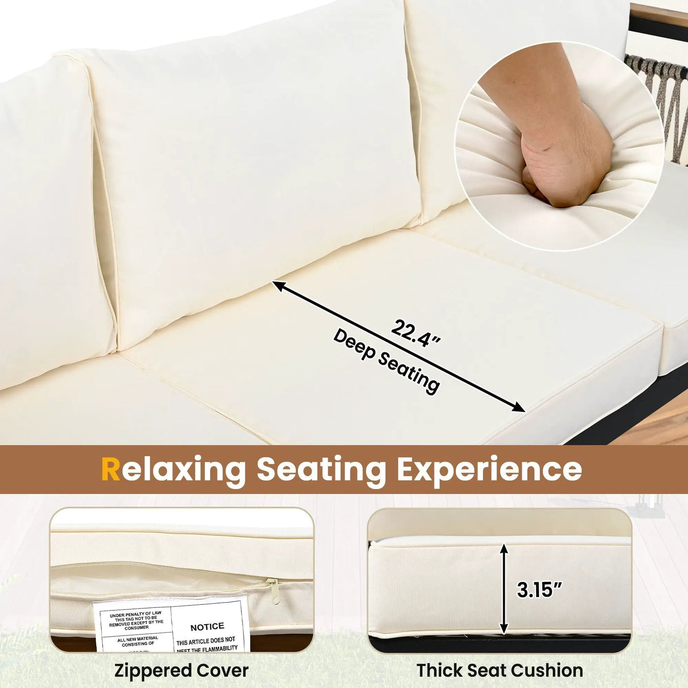 4 Pieces Outdoor Sectional Sofa Set 5 Person Patio Seating Group Outdoor Conversation Set With Cushions And A Coffee Table For Patios by Unique Piece Furniture