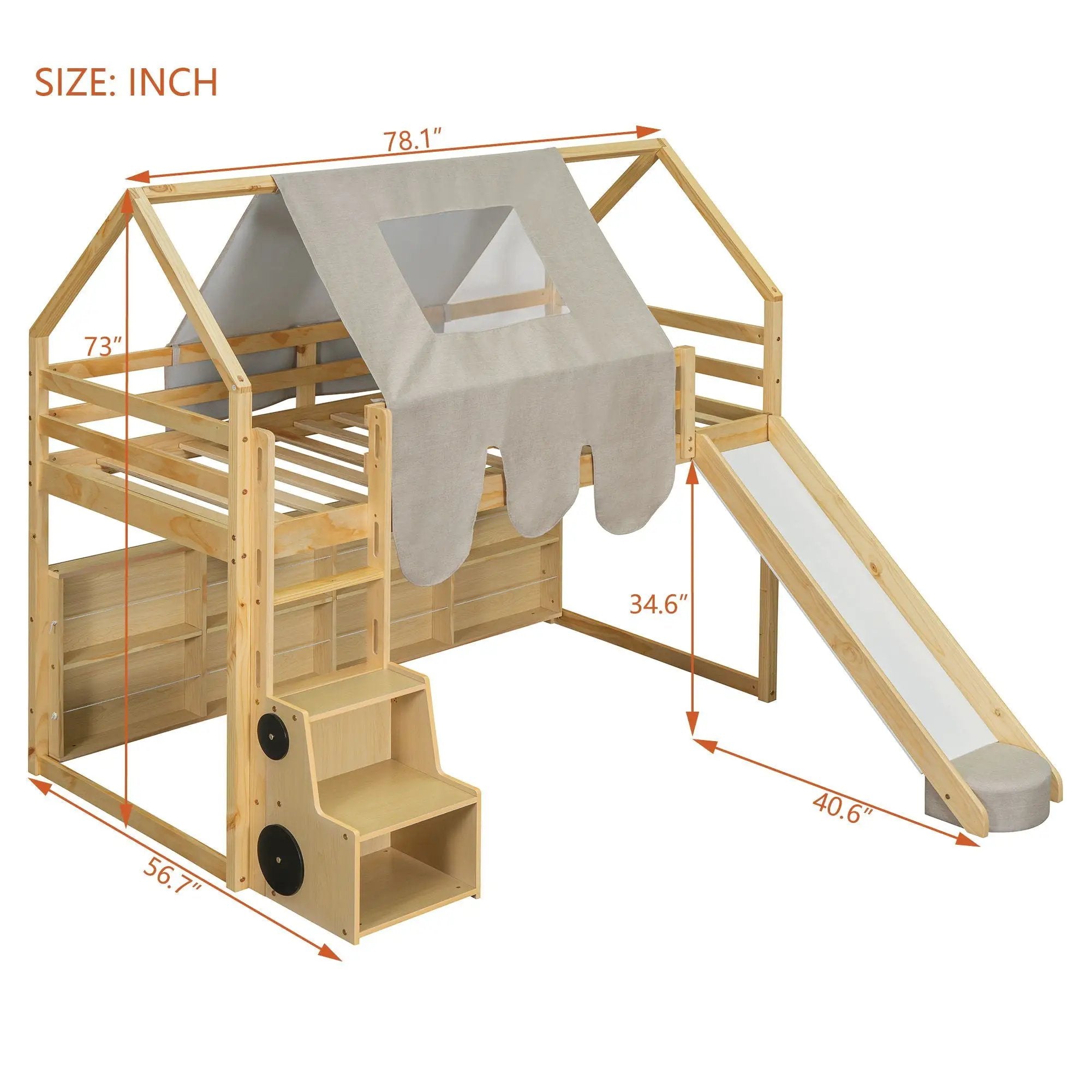 Loft Bed With House Shaped Frame And Tent by HouseOfZazla