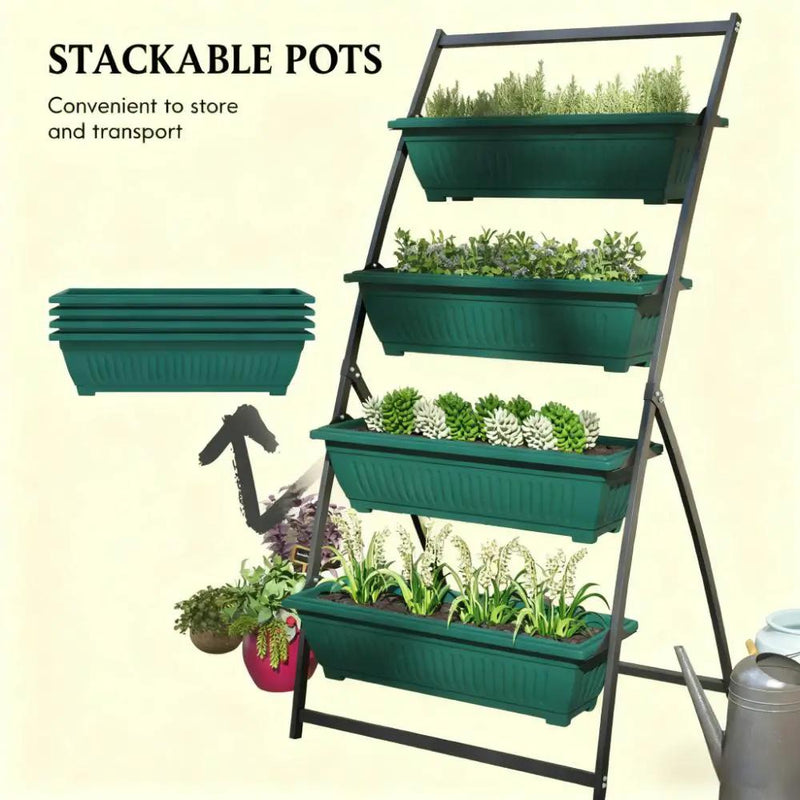 4-Tier Vertical Raised Garden Planter with 4 Boxes by HouseOfZazla
