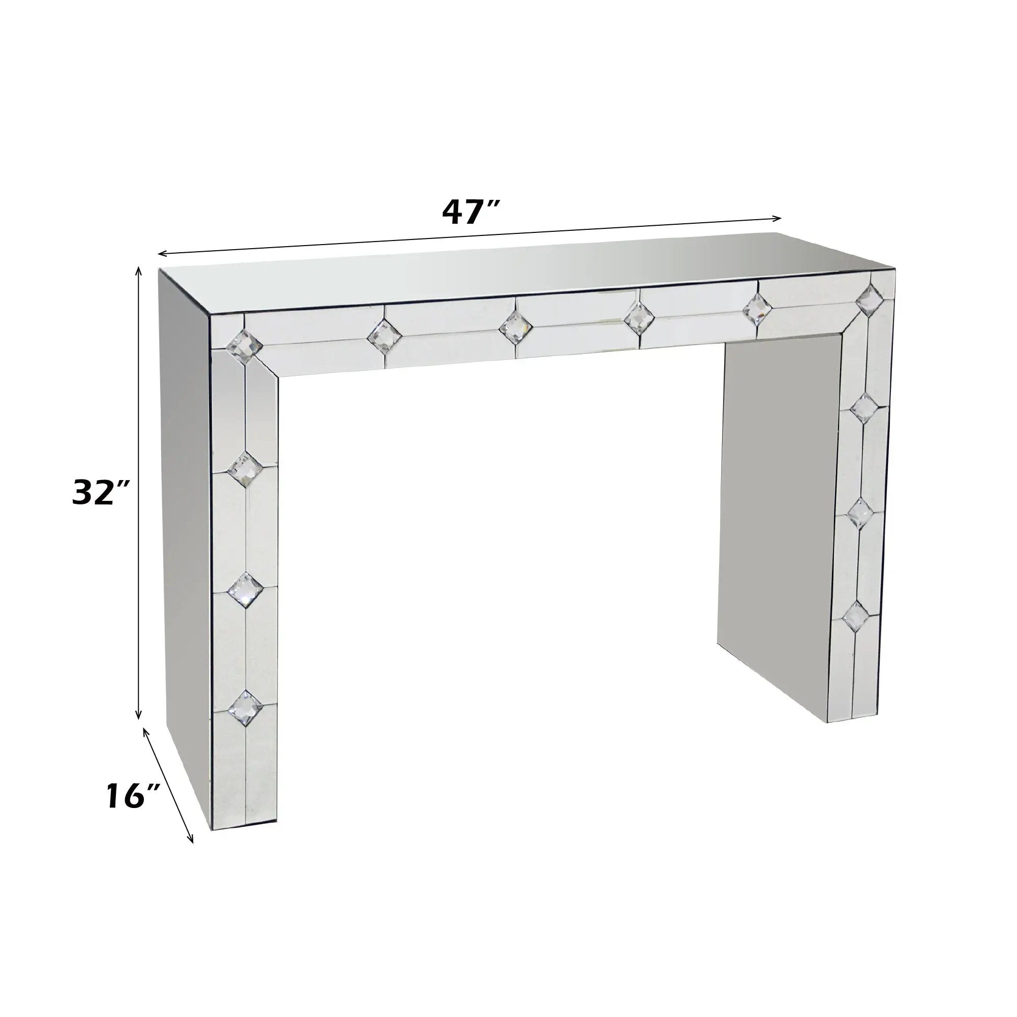 Hessa Mirrored & Faux Rhinestone Console Table by HouseOfZazla
