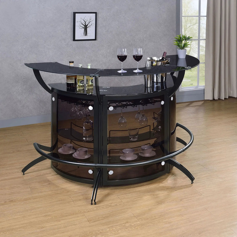 Dallas 3-piece Curved Freestanding Home Bar Cabinet Black by Unique Piece Furniture