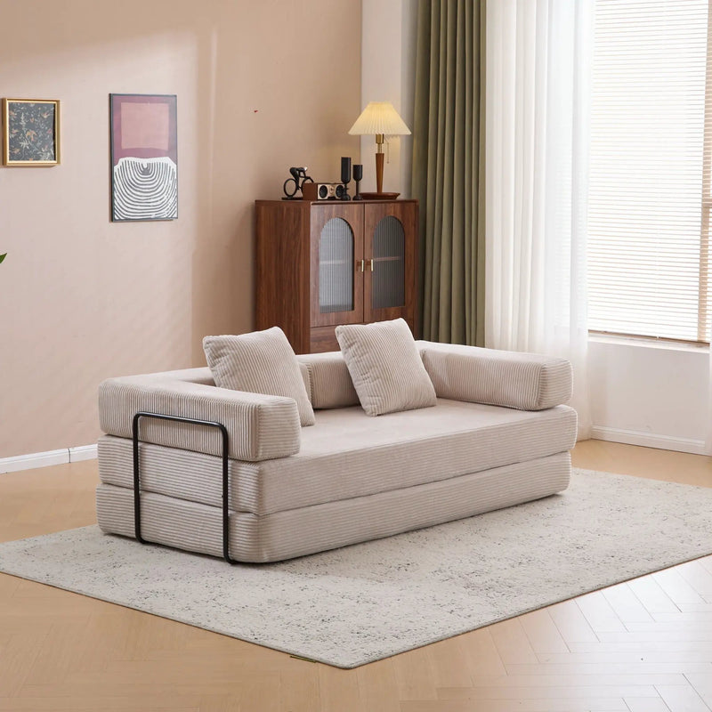 Floor Couch, Convertible Floor Sofa Bed With Pillow Back Support Armrest by HouseOfZazla